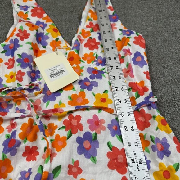 Peppermayo NWT Monday Margs Linen Wrap Mini Dress Floral V-Neck Women's Size 0 - Picture 5 of 6